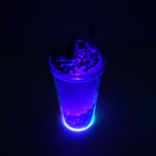 Sipper bottle with straw and LED light, double wall for kids