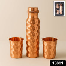 Copper Water Bottle 2 Glasses with Gift Box (3 Pcs Set)